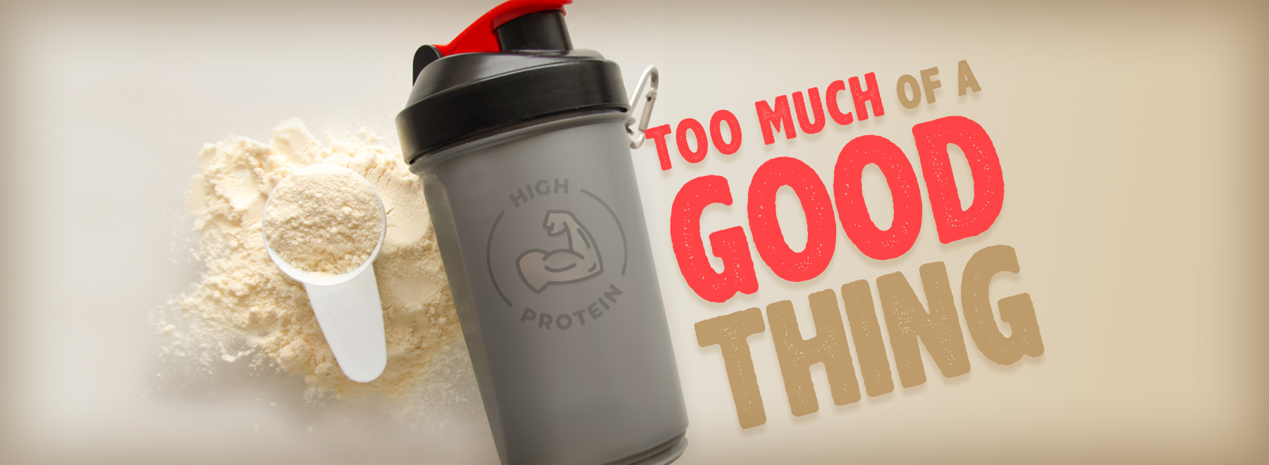 Image illustrating the concept of excess protein powder, questioning its benefits and potential drawbacks for health.